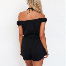 Black Chiffon Women Jumpsuit Off Shoulder Bodysuit Women Rompers with Leather Belt Overalls Combinaison Femme Playsuit 1STL ELY