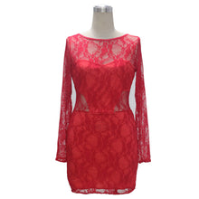 Bodycon Flower Lace Dress Floral Vestidos o-neck Sexy Short Women Backless Dress Clothing Black Red 1STL ELY