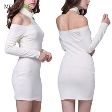 Bodycon Women Dress Vestido Tideway Slim Hang Neck Sexy Backless Long Sleeve Dress Vestido De Festa ELY