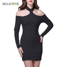 Bodycon Women Dress Vestido Tideway Slim Hang Neck Sexy Backless Long Sleeve Dress Vestido De Festa ELY