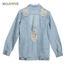 Boyfriend Style Loose Women Denim Jacket Holes Ripped Oversize Jeans Coat Outwear Plus Size Jeans Jacket Jaqueta Feminina ELY