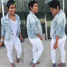 Boyfriend Style Loose Women Denim Jacket Holes Ripped Oversize Jeans Coat Outwear Plus Size Jeans Jacket Jaqueta Feminina ELY