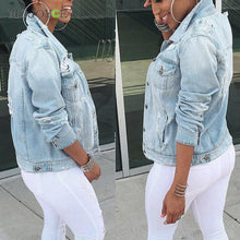 Boyfriend Style Loose Women Denim Jacket Holes Ripped Oversize Jeans Coat Outwear Plus Size Jeans Jacket Jaqueta Feminina ELY