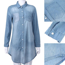 Casual Long Sleeve Women Blouses Club Button Denim Jean Long Shirt Women Dresses Plus Size Blusas Women Tops ELY