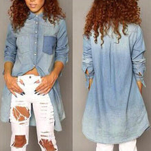 Casual Long Sleeve Women Blouses Club Button Denim Jean Long Shirt Women Dresses Plus Size Blusas Women Tops ELY