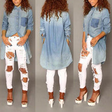 Casual Long Sleeve Women Blouses Club Button Denim Jean Long Shirt Women Dresses Plus Size Blusas Women Tops ELY
