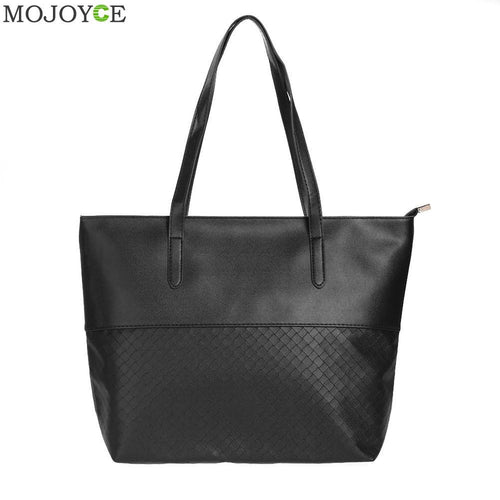 Casual Totes Embossing Lattice Women Leather Handbags Weaving Famous Brands Shoulder Bag Black Bag Bolsas Femininas Sac ELY