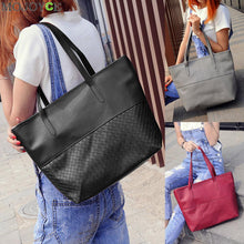 Casual Totes Embossing Lattice Women Leather Handbags Weaving Famous Brands Shoulder Bag Black Bag Bolsas Femininas Sac ELY