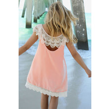 Club Sleeveless Lace Dresses Solid Color Stitching O-neck Halter Women Dress Blue Pink Chiffon Backless Dress 1STL ELY