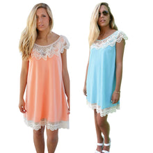 Club Sleeveless Lace Dresses Solid Color Stitching O-neck Halter Women Dress Blue Pink Chiffon Backless Dress 1STL ELY