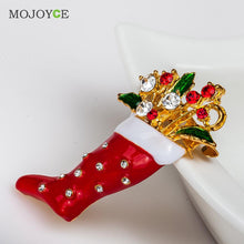 Crystal Rhinestone Enamel Brooch Pin Christmas Stocking Shape Pin Brooch Wedding Party Christmas Gift Jewelry Party Supplies ELY