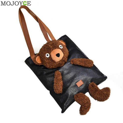 Cute Cartoon Bear Women Bags Totes PU Leather Shoulder Bag Leisure Large Women Leather Handbag Funny Animal Package ELY