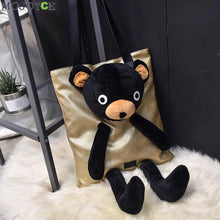 Cute Cartoon Bear Women Bags Totes PU Leather Shoulder Bag Leisure Large Women Leather Handbag Funny Animal Package ELY