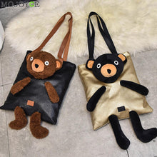 Cute Cartoon Bear Women Bags Totes PU Leather Shoulder Bag Leisure Large Women Leather Handbag Funny Animal Package ELY