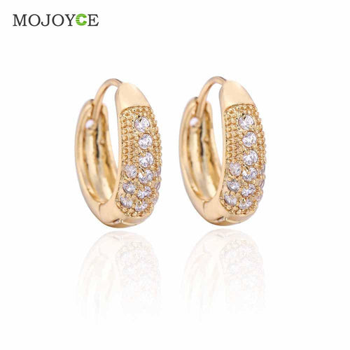 18K Gold Plated Diamante Zircon Hoop Huggie Earrings Earclip 1STL ELY