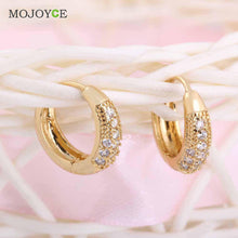 18K Gold Plated Diamante Zircon Hoop Huggie Earrings Earclip 1STL ELY