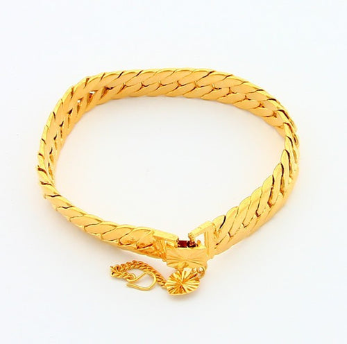 24K Gold Plated Bracelet 8MM Yellow Gold Golden Bracelet Bangle Men&Women Wedding Gift YHDH 54 ELY