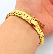 24K Gold Plated Bracelet 8MM Yellow Gold Golden Bracelet Bangle Men&Women Wedding Gift YHDH 54 ELY