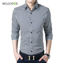 Business Dress Shirts Striped Men's Stylish Casual Shirts Slim Fit Long Sleeve Plus Size Work Wear ELY