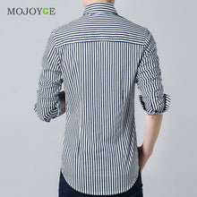 Business Dress Shirts Striped Men's Stylish Casual Shirts Slim Fit Long Sleeve Plus Size Work Wear ELY