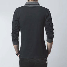 Casual Slim Fit Solid Color V-Neck Long-sleeved Men's T-shirt Casual Cotton Shirts 1STL ELY