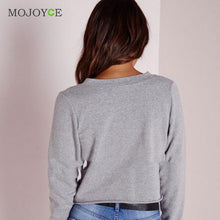 Chest Cross Strap Sweatshirt Women Sexy V Neck Women Tops Gray Long Sleeve Sweatshirt Hoodies Pullovers ELY