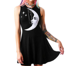 Cool Moon Printed Women Dress Sleeveless Short Black Dresses Vestidos Plus Size Vestido De Festa Dress 1STL ELY