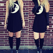 Cool Moon Printed Women Dress Sleeveless Short Black Dresses Vestidos Plus Size Vestido De Festa Dress 1STL ELY