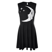 Cool Moon Printed Women Dress Sleeveless Short Black Dresses Vestidos Plus Size Vestido De Festa Dress 1STL ELY