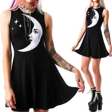 Cool Moon Printed Women Dress Sleeveless Short Black Dresses Vestidos Plus Size Vestido De Festa Dress 1STL ELY