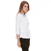 Cute Blusa Mujer Peter pan Collar Blouse Top Shirt Women White Chiffon Blusa Peter Pan Tops Women Blouse with Collar ELY