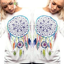 Dreamcatcher Printed Tee Colorful Long Sleeve Cotton T Shirt Plus Size Loose Casual T-shirt Woman Clothing ELY