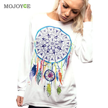 Dreamcatcher Printed Tee Colorful Long Sleeve Cotton T Shirt Plus Size Loose Casual T-shirt Woman Clothing ELY