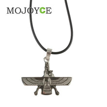 Leather Rope Titanium Steel Pendant Wing Necklace Jewelry 1STL ELY