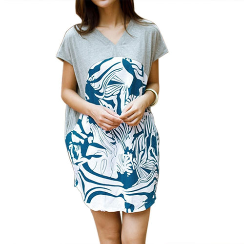 Printed Tee Shirt Sexy Women Ladies Batwing Loose T-shirt Irregular Split Long Tops Short Sleeve Slit Blusas Tee ELY