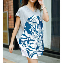 Printed Tee Shirt Sexy Women Ladies Batwing Loose T-shirt Irregular Split Long Tops Short Sleeve Slit Blusas Tee ELY