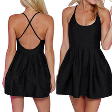Sleeveless Spaghetti Strap Cross Back Dress Women Casual Party Gowns Backless Dress ELY