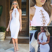 Top Halter Lace Sexy Sleeveless Knee-Length Dress ELY