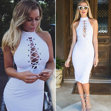 Top Halter Lace Sexy Sleeveless Knee-Length Dress ELY