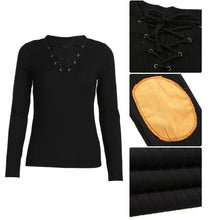 Top Shirt Sexy Lacing V Neck Long Sleeve V-neck Solid Color T shirt Women Tops Camisetas Mujer Crop Tee Shirt Femme ELY