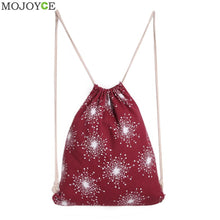 Women Canvas Drawstring Backpack Snowflake Printed Backpack Christmas Bag Students Backpack Mochila Feminina Sack ELY