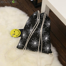Women Canvas Drawstring Backpack Snowflake Printed Backpack Christmas Bag Students Backpack Mochila Feminina Sack ELY