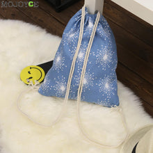 Women Canvas Drawstring Backpack Snowflake Printed Backpack Christmas Bag Students Backpack Mochila Feminina Sack ELY