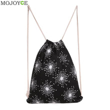 Women Canvas Drawstring Backpack Snowflake Printed Backpack Christmas Bag Students Backpack Mochila Feminina Sack ELY