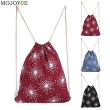 Women Canvas Drawstring Backpack Snowflake Printed Backpack Christmas Bag Students Backpack Mochila Feminina Sack ELY