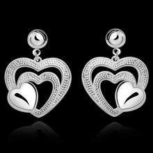 silver plated earing heart three shine stud Earring silver plated Earrings 556 ELY