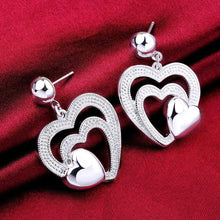 silver plated earing heart three shine stud Earring silver plated Earrings 556 ELY