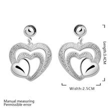 silver plated earing heart three shine stud Earring silver plated Earrings 556 ELY