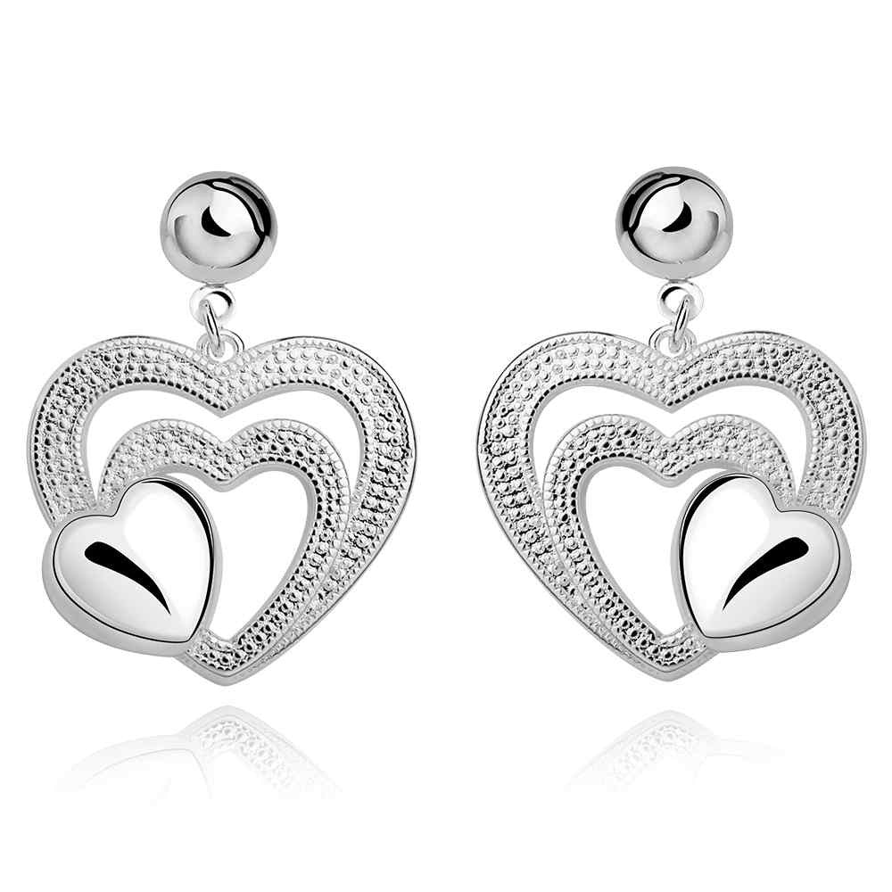 silver plated earing heart three shine stud Earring silver plated Earrings 556 ELY