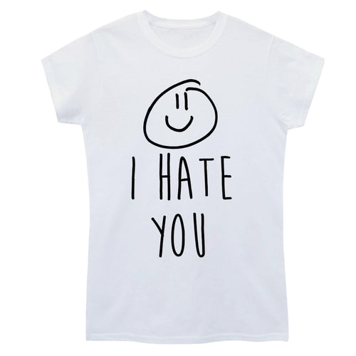 I Hate You X Smiley Hipster Cool Men Women T Shirt White Cotton Blend Letter Tee T shirt 1STL ELY